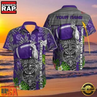 NCAA Custom Name Northwestern Wildcats Hawaiian Shirt Outfit.jpg