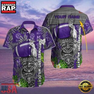 NCAA Custom Name Northwestern Wildcats Hawaiian Shirt Outfit.jpg