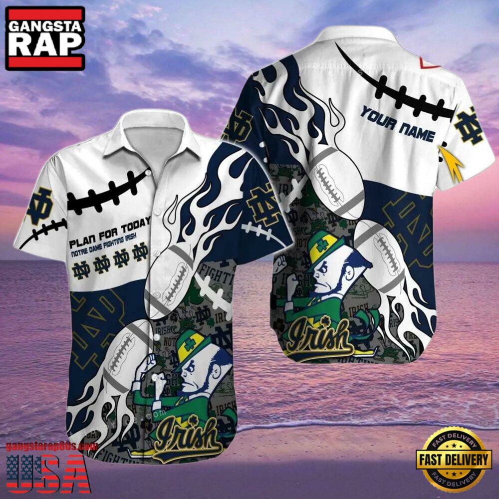 NCAA Custom Name Notre Dame Fighting Irish Hawaiian Shirt Man NCAA Custom Name Notre Dame Fighting Irish Hawaiian Shirt Man