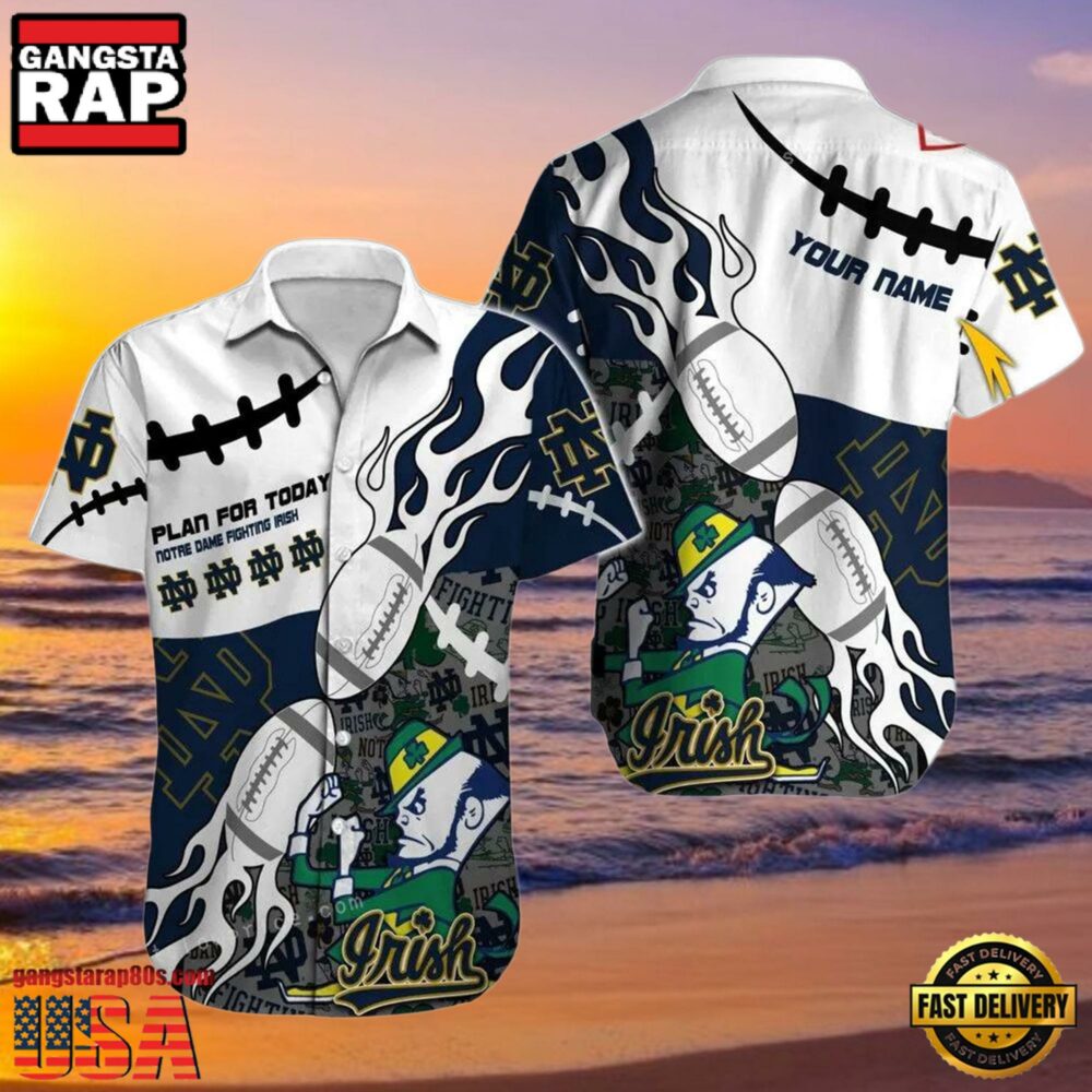NCAA Custom Name Notre Dame Fighting Irish Hawaiian Shirt Man NCAA Custom Name Notre Dame Fighting Irish Hawaiian Shirt Man