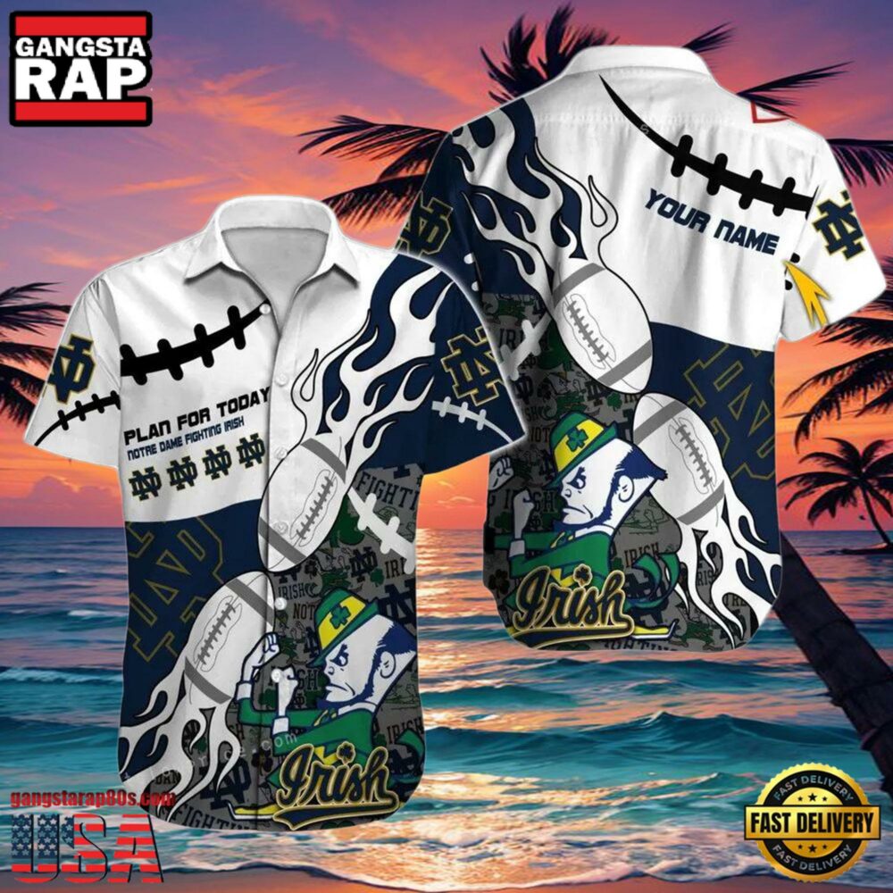 NCAA Custom Name Notre Dame Fighting Irish Hawaiian Shirt Man NCAA Custom Name Notre Dame Fighting Irish Hawaiian Shirt Man