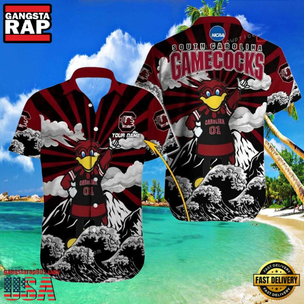 NCAA Custom Name South Carolina Gamecocks Hawaiian Shirt Outfit NCAA Custom Name South Carolina Gamecocks Hawaiian Shirt Outfit