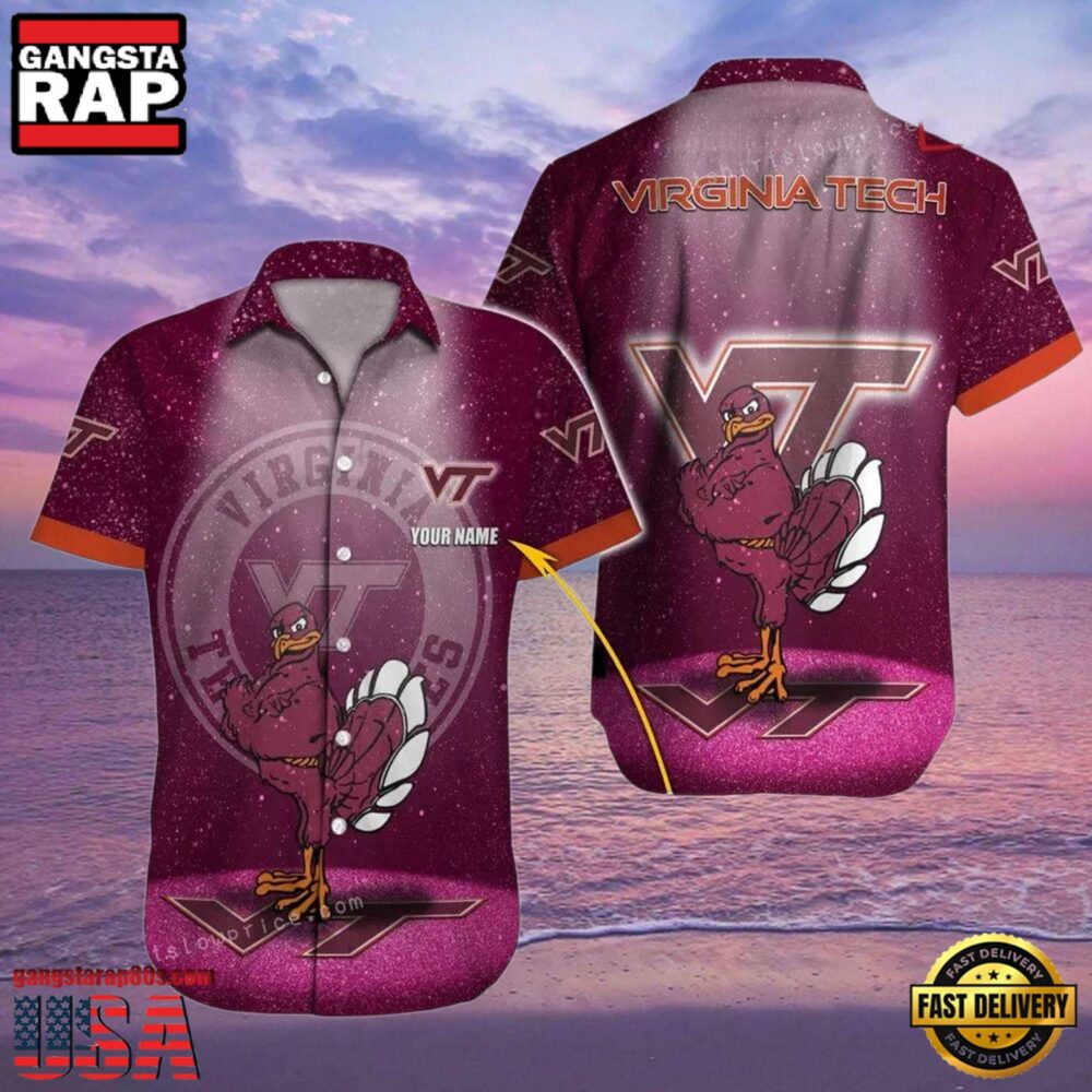 NCAA Custom Name Virginia Tech Hokies Hawaiian Shirt For Men And Women NCAA Custom Name Virginia Tech Hokies Hawaiian Shirt For Men And Women