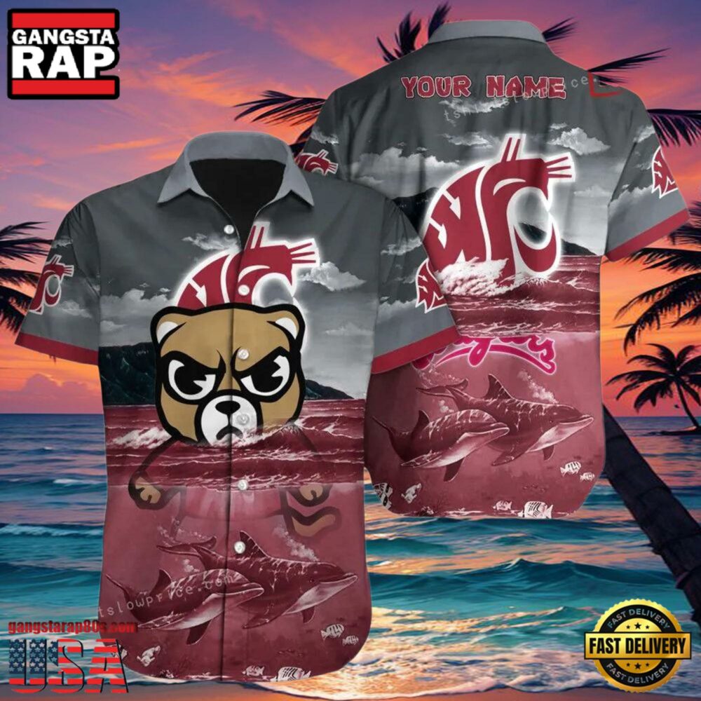 NCAA Custom Name Washington State Cougars Hawaiian Shirt Cheap For Men Women NCAA Custom Name Washington State Cougars Hawaiian Shirt Cheap For Men Women