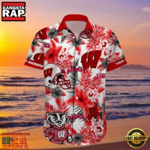 NCAA Custom Name Wisconsin Badgers Hawaiian Shirt Man