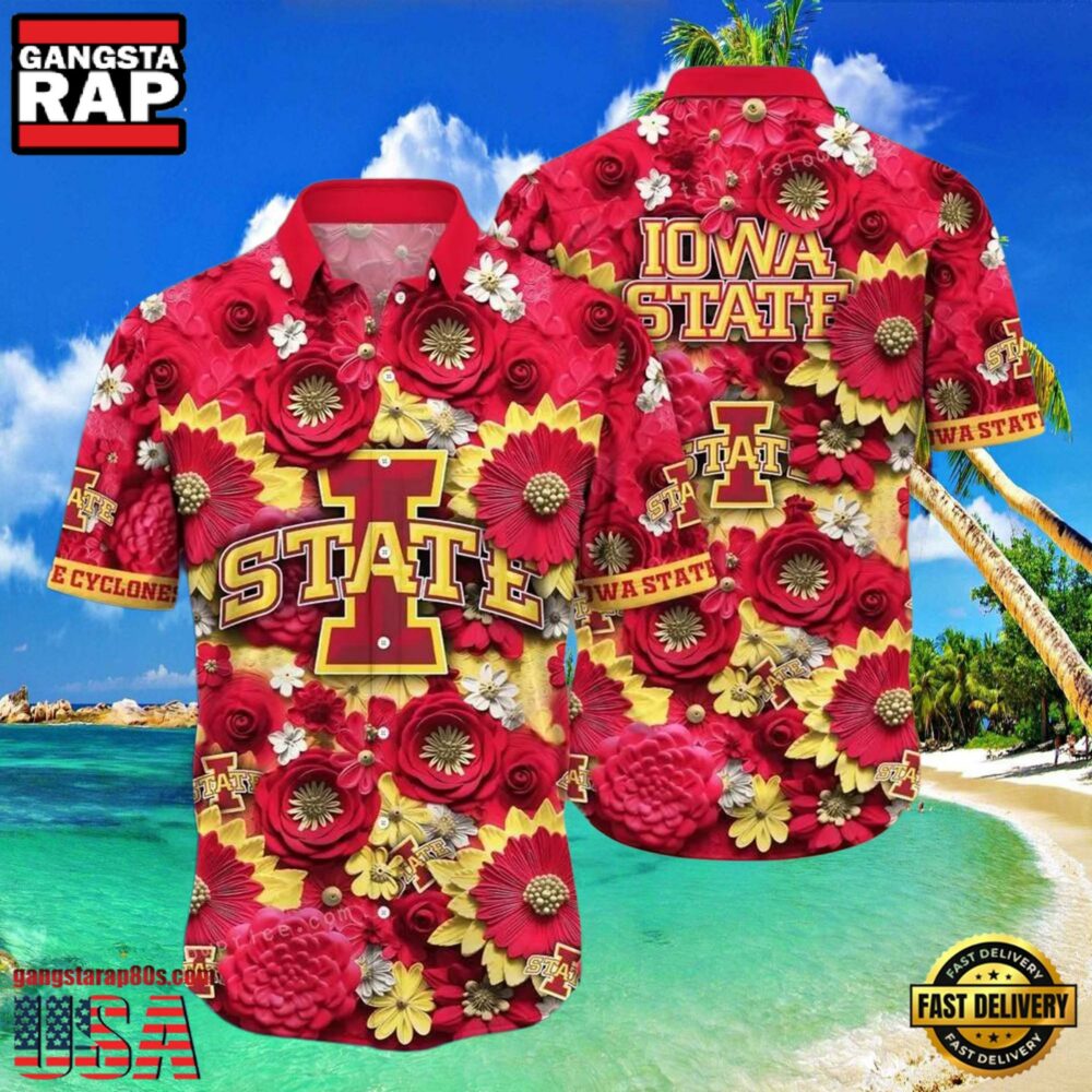 NCAA Iowa State Cyclones Flower Button Up Hawaiian Shirt 3D Shirt, Iowa State Cyclones Christmas Gifts NCAA Iowa State Cyclones Flower Button Up Hawaiian Shirt 3D Shirt, Iowa State Cyclones Christmas Gifts