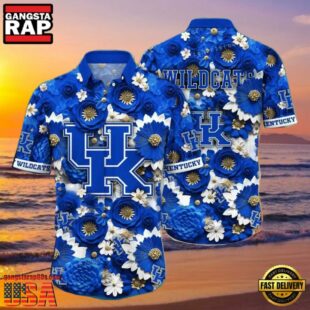 NCAA Kentucky Wildcats Flower Hawaiian Shirt Outfit 3D Shirt, Kentucky Wildcats Football Gifts For Her