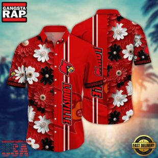 NCAA Louisville Cardinals Flower Summer Aloha Button Hawaiian Shirt