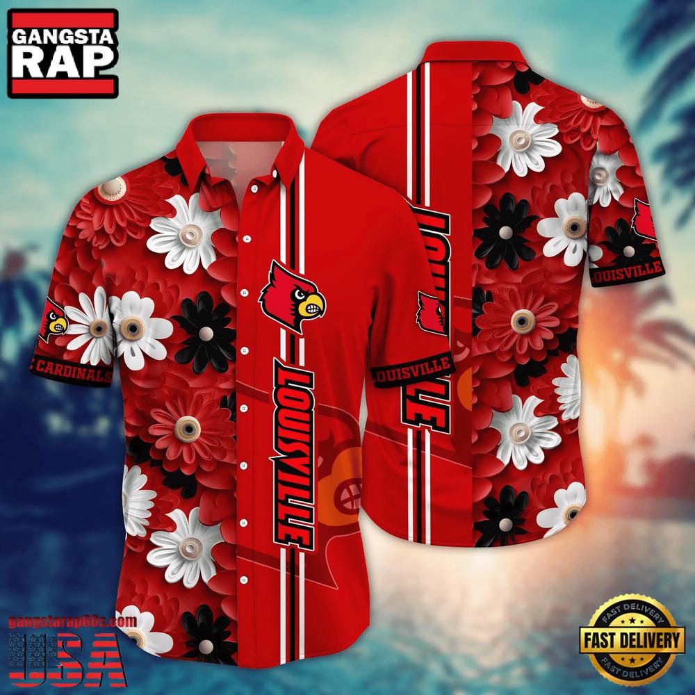 NCAA Louisville Cardinals Flower Style Hot Summer Aloha Hawaiian Shirt NCAA Louisville Cardinals Flower Style Hot Summer Aloha Hawaiian Shirt