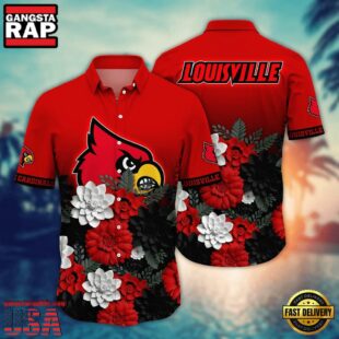 NCAA Louisville Cardinals Flower Tropical Summer Beach Hawaiian Shirt