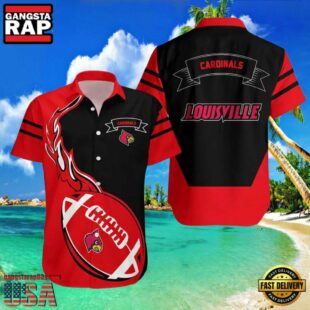 NCAA Louisville Cardinals Red Black Hawaiian Shirt