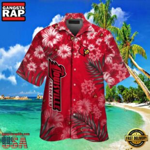 NCAA Louisville Cardinals Red Flowers Hawaiian Shirt