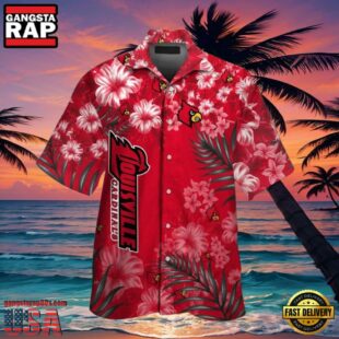 NCAA Louisville Cardinals Red Flowers Hawaiian Shirt