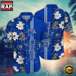 NCAA Memphis Tigers Flower Summer Aloha Button Hawaiian Shirt