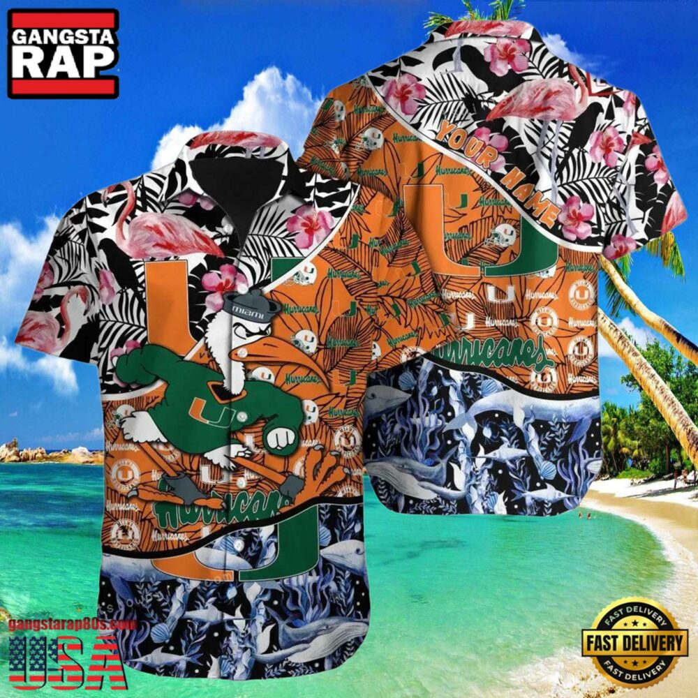 NCAA Miami Hurricanes 3D Print Custom Name Cheap Hawaiian Shirt NCAA Miami Hurricanes 3D Print Custom Name Cheap Hawaiian Shirt