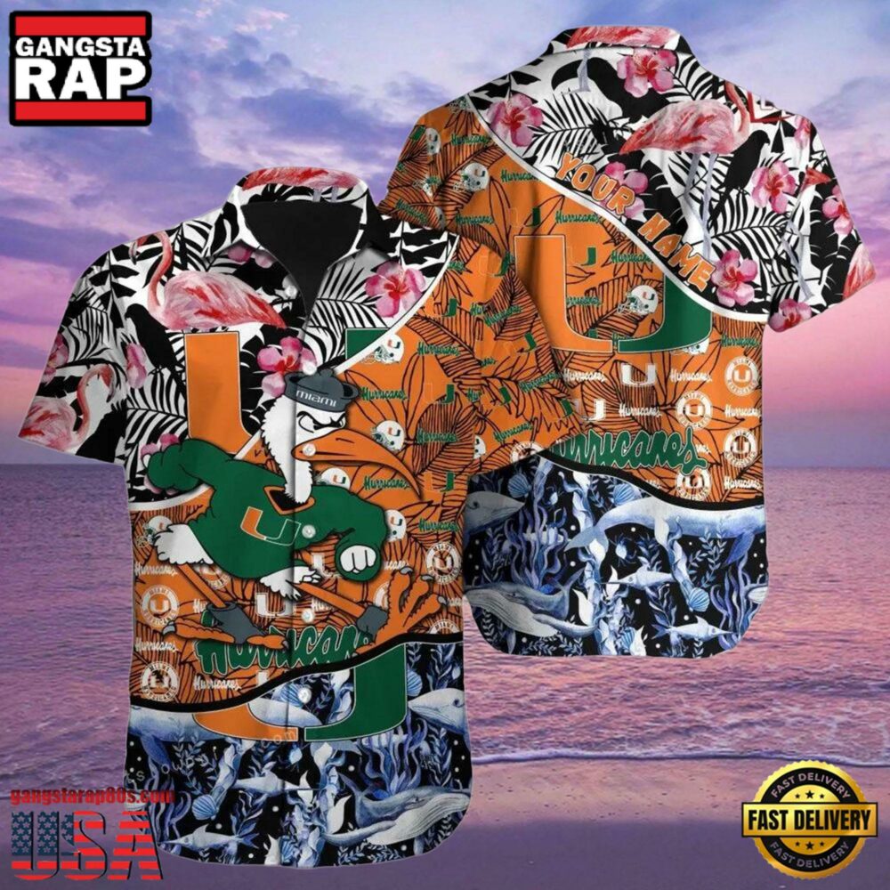 NCAA Miami Hurricanes 3D Print Custom Name Cheap Hawaiian Shirt NCAA Miami Hurricanes 3D Print Custom Name Cheap Hawaiian Shirt
