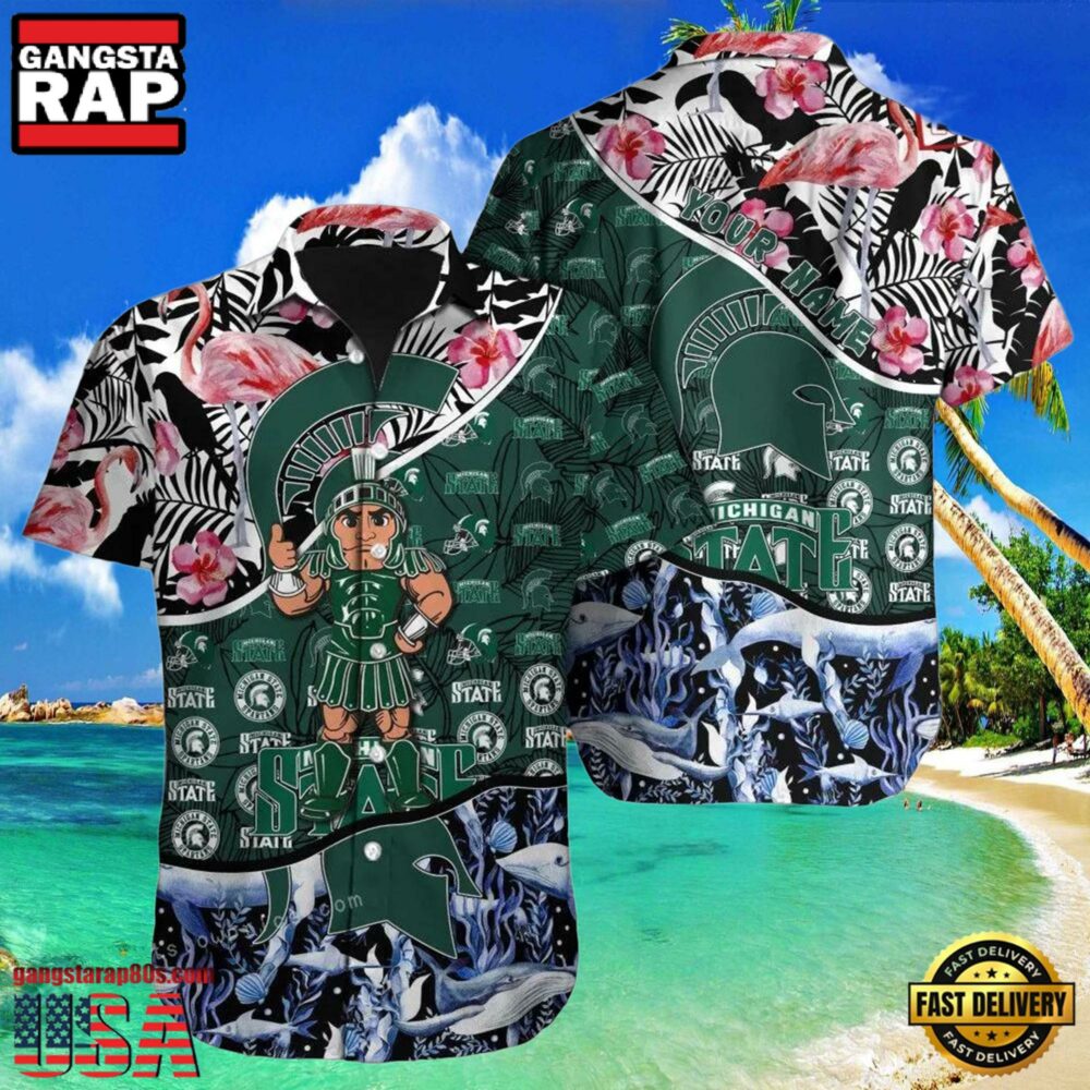 NCAA Michigan State Spartans Hawaiian Shirt 3D Print Personalized Cheap Button Up Hawaiian Shirt NCAA Michigan State Spartans Hawaiian Shirt 3D Print Personalized Cheap Button Up Hawaiian Shirt