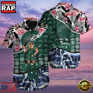 NCAA Michigan State Spartans Hawaiian Shirt 3D Print Personalized Cheap Button Up Hawaiian Shirt
