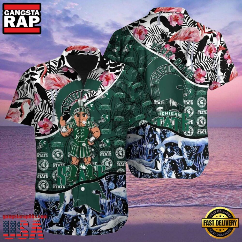 NCAA Michigan State Spartans Hawaiian Shirt 3D Print Personalized Cheap Button Up Hawaiian Shirt NCAA Michigan State Spartans Hawaiian Shirt 3D Print Personalized Cheap Button Up Hawaiian Shirt