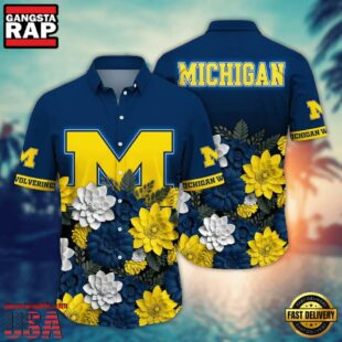 NCAA Michigan Wolverines Flower Tropical Summer Beach Hawaiian Shirt