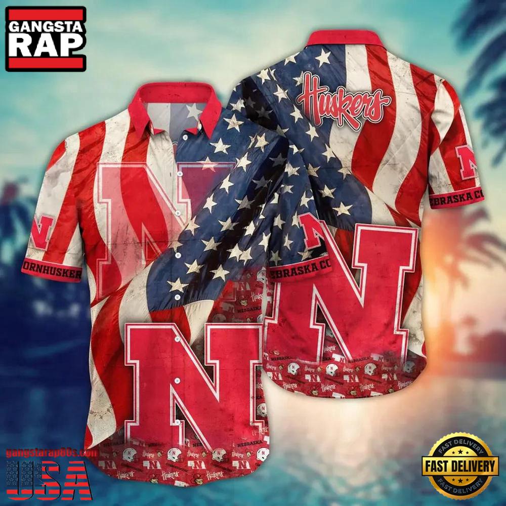 NCAA Nebraska Cornhuskers Palm Tree Hawaiian Shirt NCAA Nebraska Cornhuskers Palm Tree Hawaiian Shirt