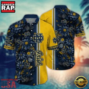 NCAA Notre Dame Fighting Irish Flower Summer Button Hawaiian Shirt