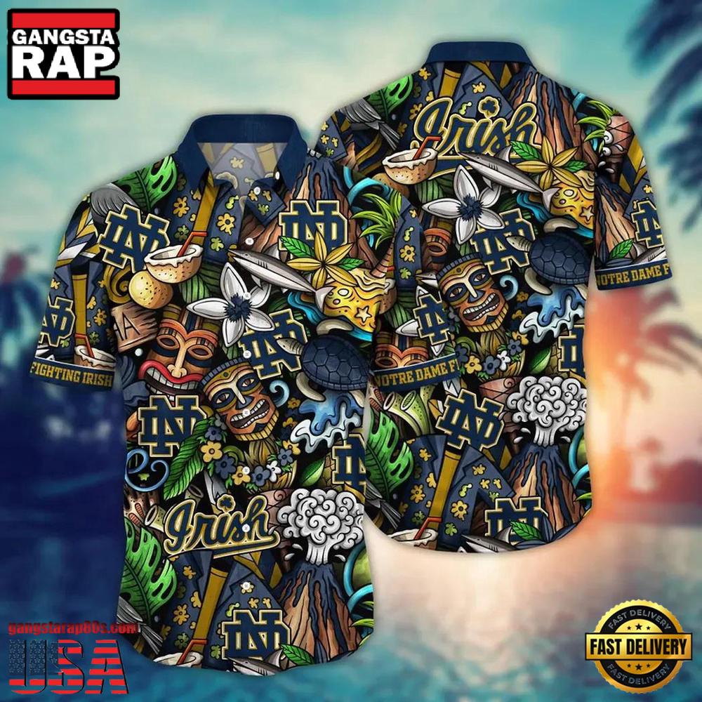 NCAA Notre Dame Fighting Irish Palm Tree Sporty Design Hawaiian Shirt NCAA Notre Dame Fighting Irish Palm Tree Sporty Design Hawaiian Shirt