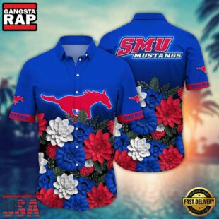 NCAA SMU Mustangs Flower Tropical Summer Beach Hawaiian Shirt