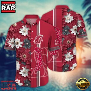 NCAA Washington State Cougars Flower Summer Aloha Button Hawaiian Shirt