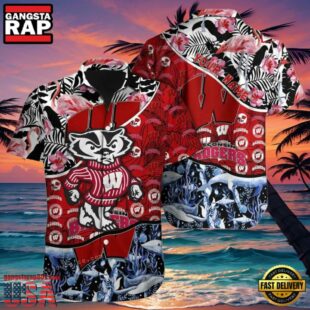 NCAA Wisconsin Badgers 3D Print Custom Name Hawaiian Shirt Cheap