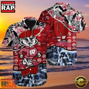 NCAA Wisconsin Badgers 3D Print Custom Name Hawaiian Shirt Cheap