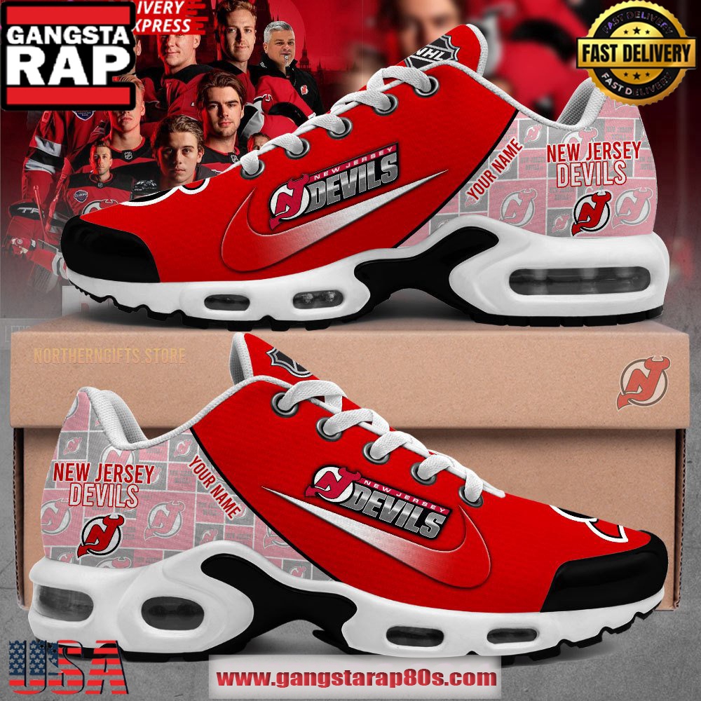 New Jersey Devils Hockey Custom Name Air Max Plus Shoes Running Sneakers New Jersey Devils Hockey Custom Name Air Max Plus Shoes Running Sneakers