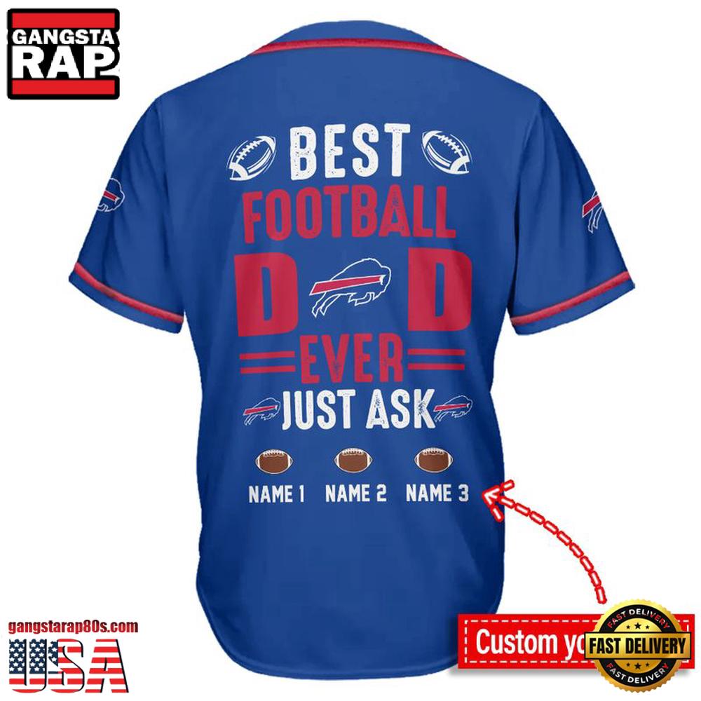 NFL Custom Name Buffalo Bills Best Dad Ever New Design Baseball Jersey Shirt NFL Custom Name Buffalo Bills Best Dad Ever New Design Baseball Jersey Shirt