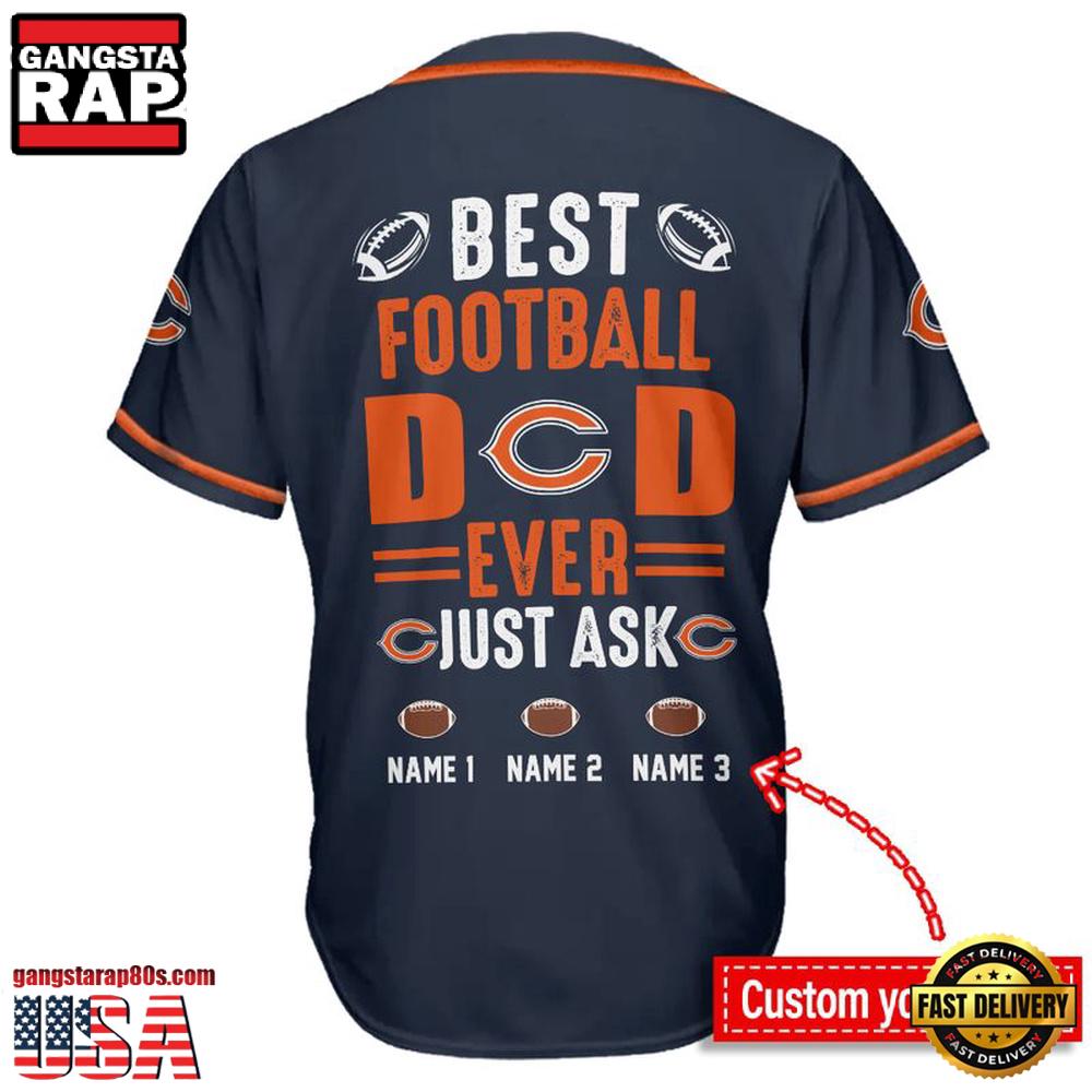 NFL Custom Name Chicago Bears Best Dad Ever New Design Baseball Jersey Shirt NFL Custom Name Chicago Bears Best Dad Ever New Design Baseball Jersey Shirt