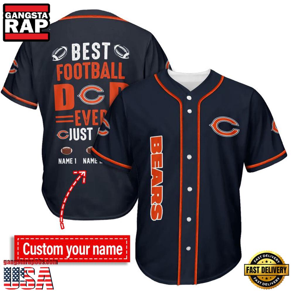 NFL Custom Name Chicago Bears Best Dad Ever New Design Baseball Jersey Shirt NFL Custom Name Chicago Bears Best Dad Ever New Design Baseball Jersey Shirt