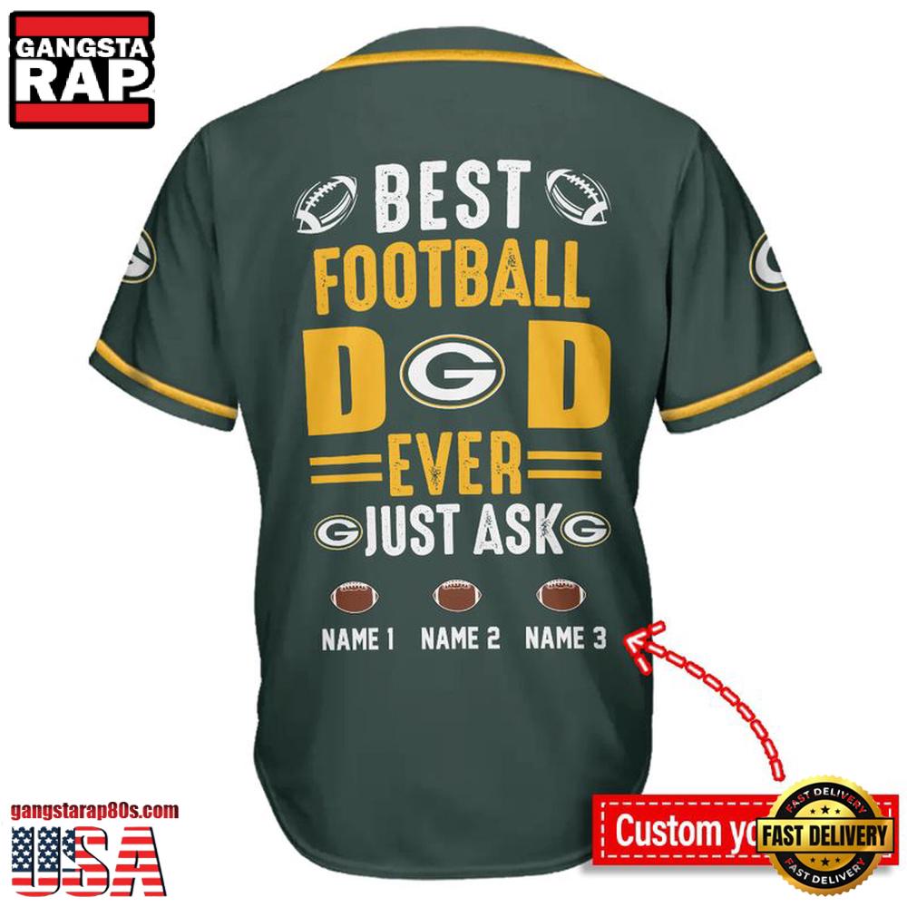 NFL Custom Name Green Bay Packers Best Dad Ever New Design Baseball Jersey Shirt NFL Custom Name Green Bay Packers Best Dad Ever New Design Baseball Jersey Shirt