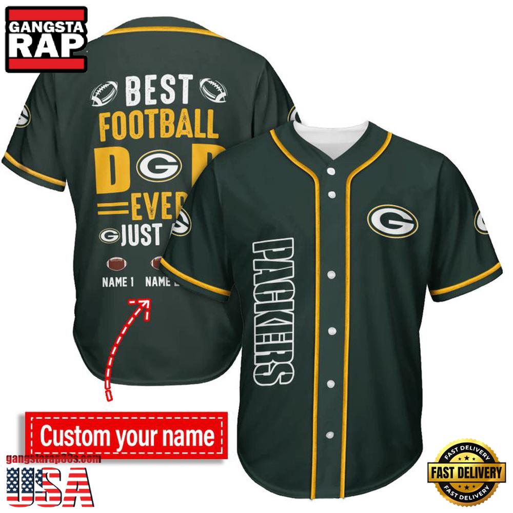NFL Custom Name Green Bay Packers Best Dad Ever New Design Baseball Jersey Shirt NFL Custom Name Green Bay Packers Best Dad Ever New Design Baseball Jersey Shirt