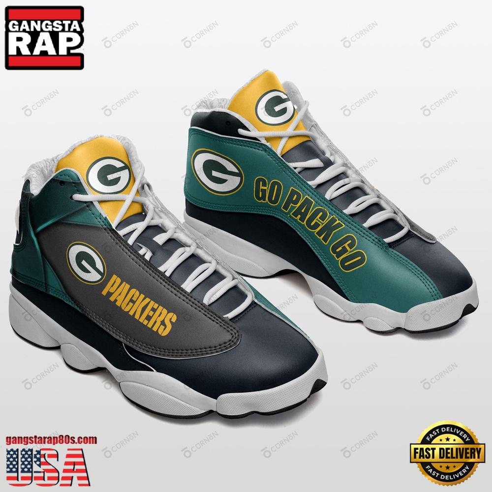 NFL Green Bay Packers Football Team New Design Air Jordan 13 Running Sneakers Shoes NFL Green Bay Packers Football Team New Design Air Jordan 13 Running Sneakers Shoes