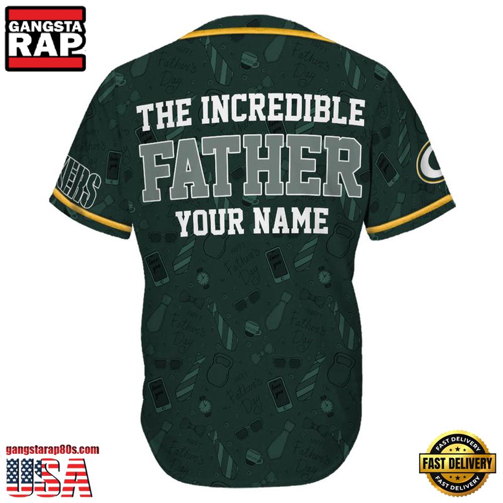 NFL Custom Name Green Bay Packers The Increadible Father New Design Baseball Jersey Shirt NFL Custom Name Green Bay Packers The Increadible Father New Design Baseball Jersey Shirt