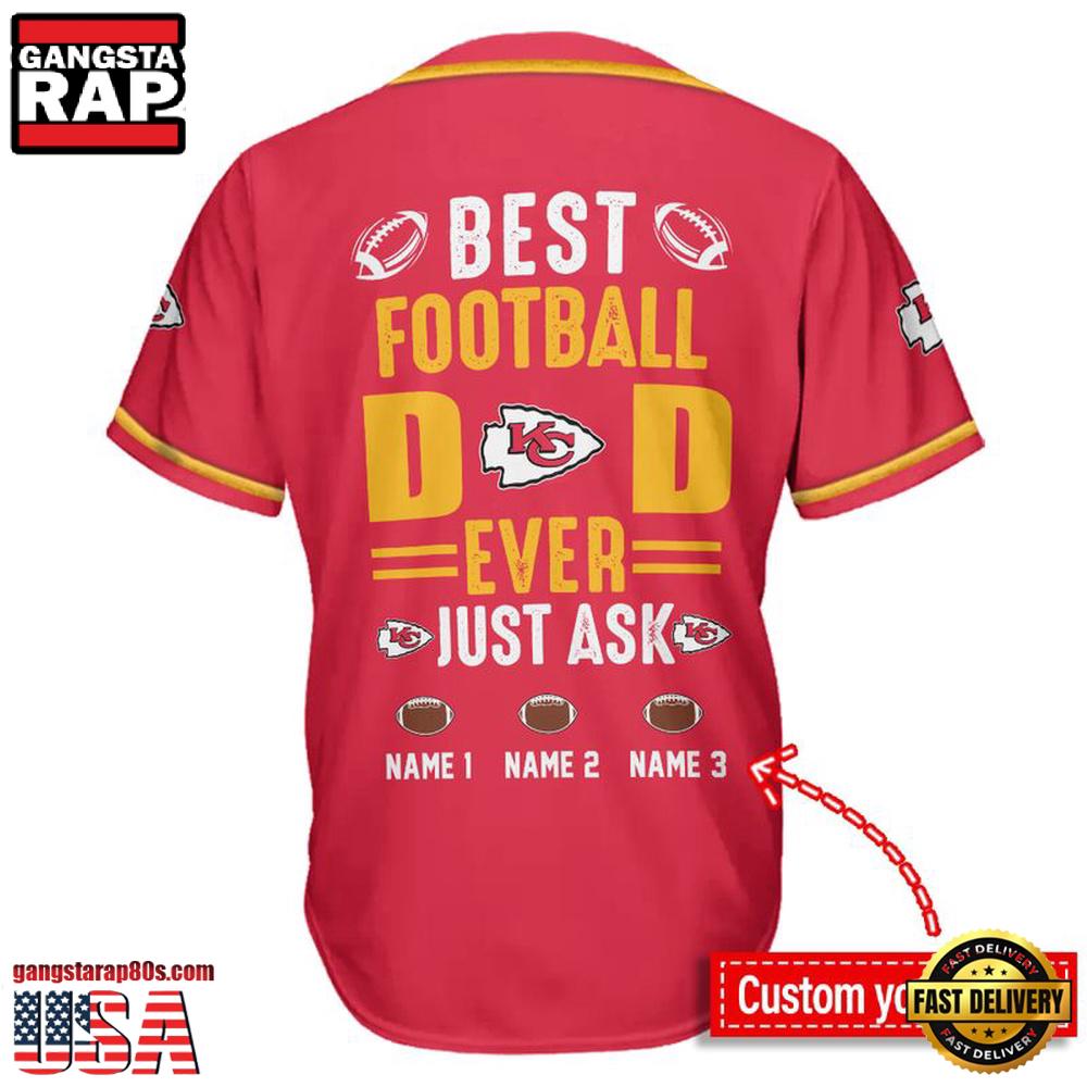 NFL Custom Name Kansas City Chiefs Best Dad Ever New Design Baseball Jersey Shirt NFL Custom Name Kansas City Chiefs Best Dad Ever New Design Baseball Jersey Shirt
