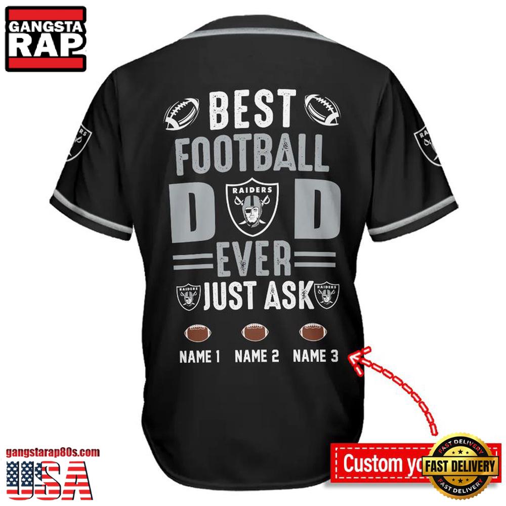 NFL Custom Name Las Vegas Raiders Best Dad Ever New Design Baseball Jersey Shirt NFL Custom Name Las Vegas Raiders Best Dad Ever New Design Baseball Jersey Shirt