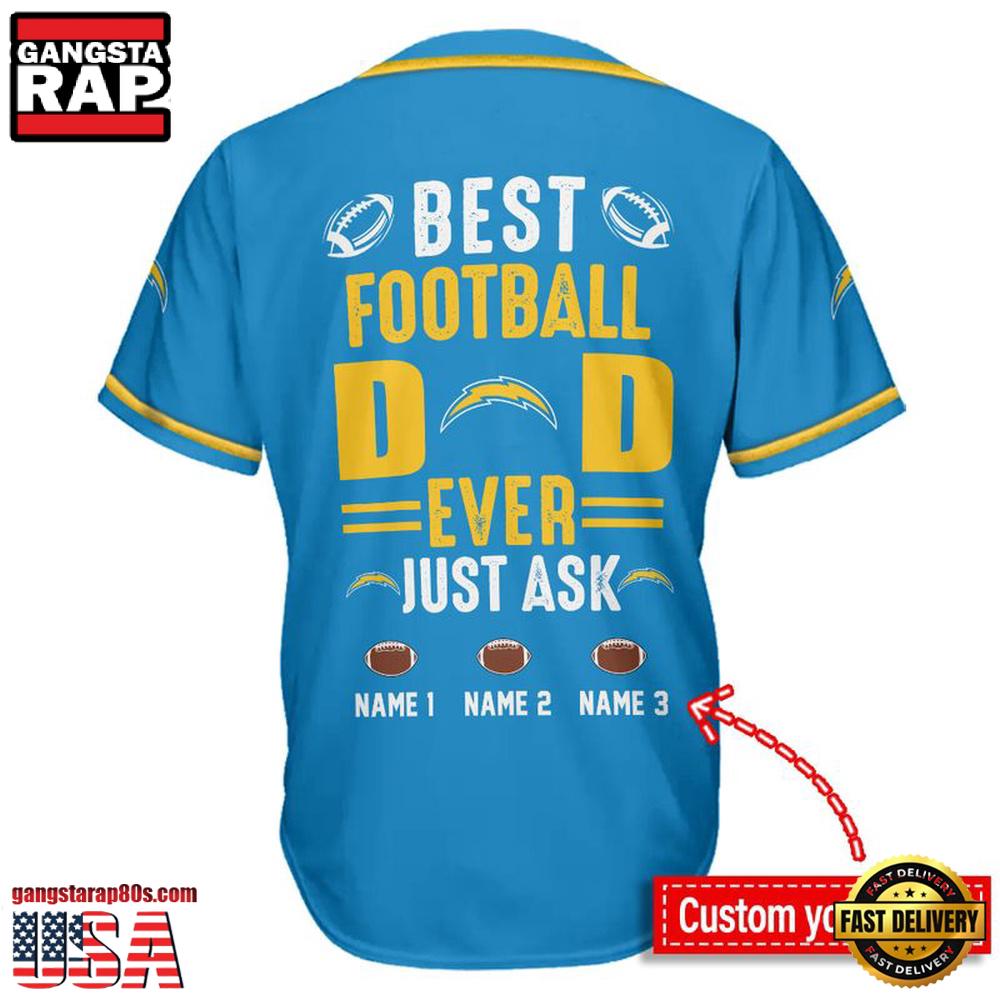 NFL Custom Name Los Angeles Chargers Best Dad Ever New Design Baseball Jersey Shirt NFL Custom Name Los Angeles Chargers Best Dad Ever New Design Baseball Jersey Shirt