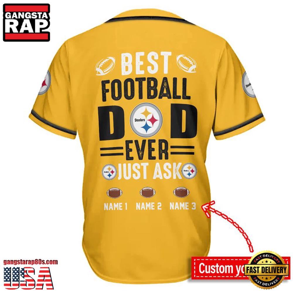 NFL Custom Name Pittsburgh Steelers Best Dad Ever New Design Baseball Jersey Shirt NFL Custom Name Pittsburgh Steelers Best Dad Ever New Design Baseball Jersey Shirt