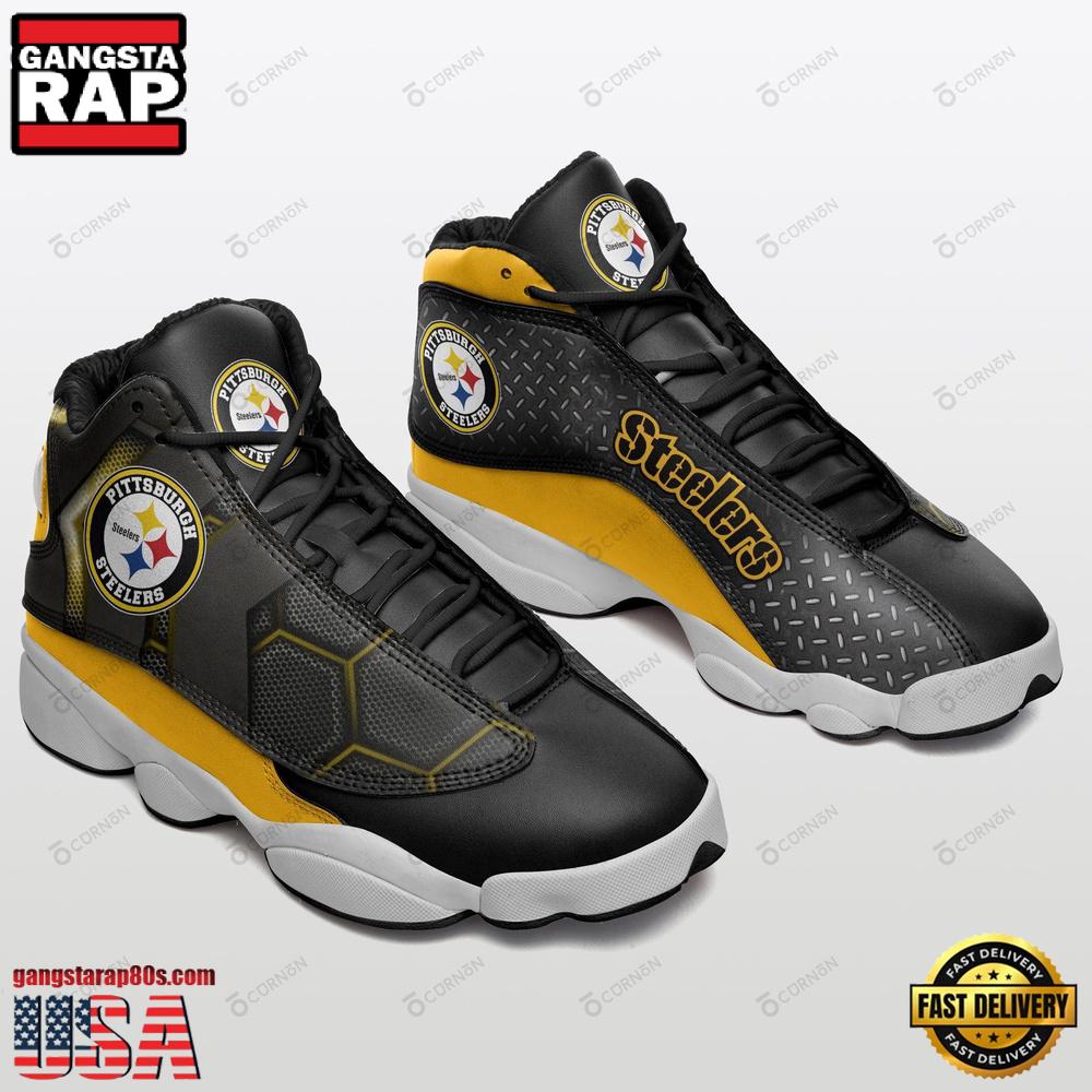 NFL Pittsburgh Steelers Football Team New Design Air Jordan 13 Running Sneakers Shoes NFL Pittsburgh Steelers Football Team New Design Air Jordan 13 Running Sneakers Shoes
