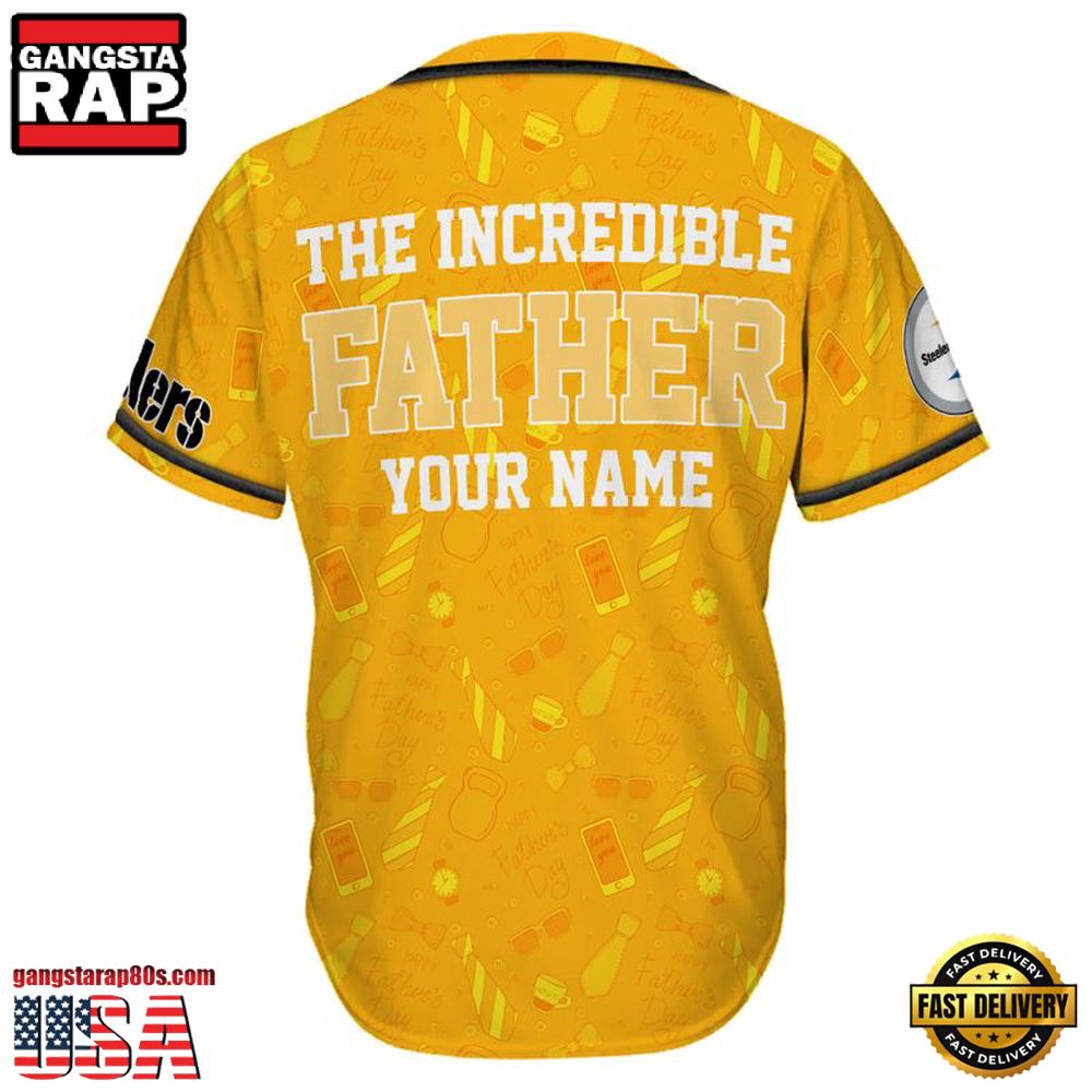 NFL Custom Name Pittsburgh Steelers The Increadible Father New Design Baseball Jersey Shirt NFL Custom Name Pittsburgh Steelers The Increadible Father New Design Baseball Jersey Shirt