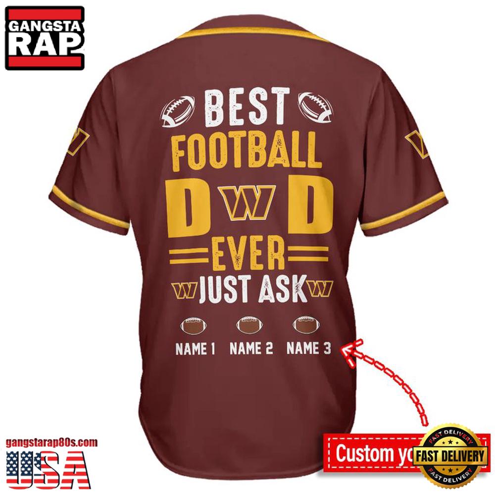NFL Custom Name Washington Commanders Best Dad Ever New Design Baseball Jersey Shirt NFL Custom Name Washington Commanders Best Dad Ever New Design Baseball Jersey Shirt