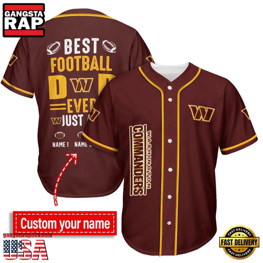 NFL Custom Name Washington Commanders Best Dad Ever New Design Baseball Jersey Shirt NFL Custom Name Washington Commanders Best Dad Ever New Design Baseball Jersey Shirt