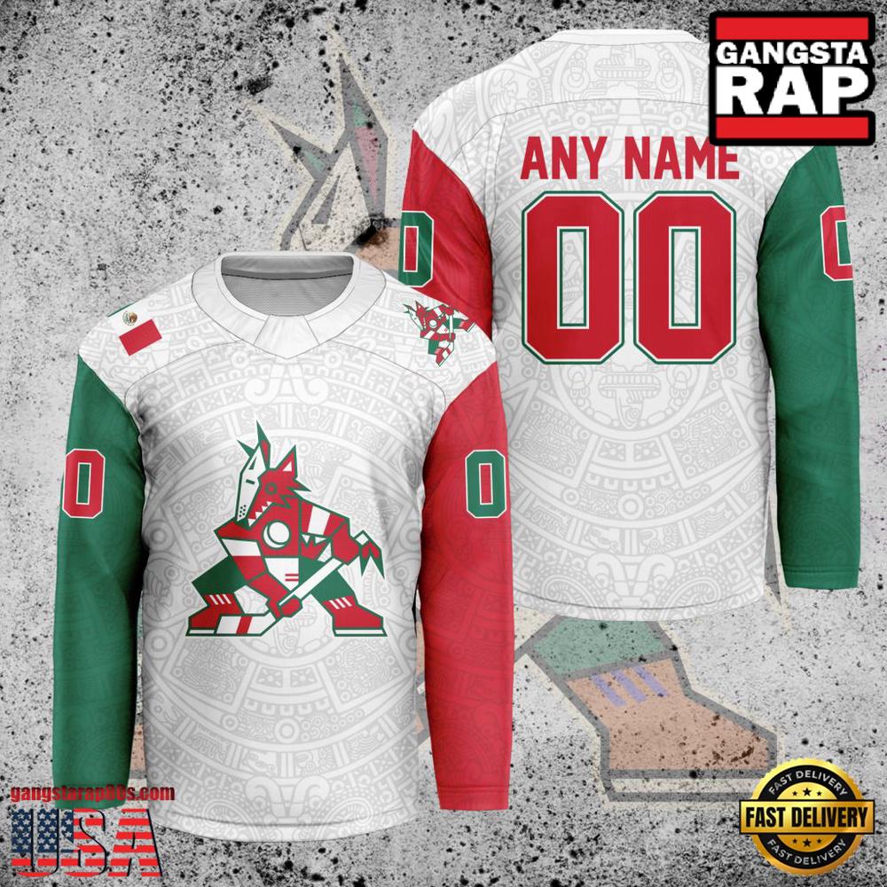 NHL Custom Name Number Arizona Coyotes Mexican Heritage New Design Hockey Jersey NHL Custom Name Number Arizona Coyotes Mexican Heritage New Design Hockey Jersey