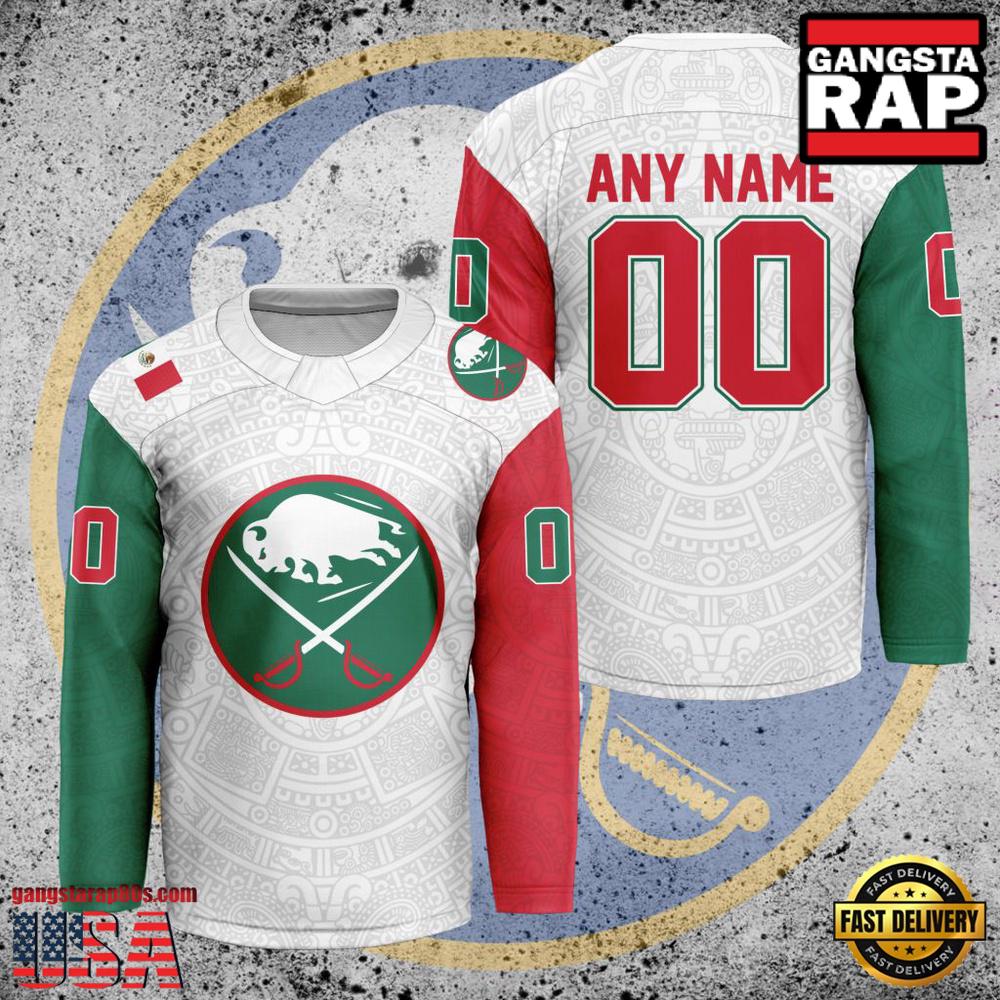 NHL Custom Name Number Buffalo Sabres Mexican Heritage New Design Hockey Jersey NHL Custom Name Number Buffalo Sabres Mexican Heritage New Design Hockey Jersey
