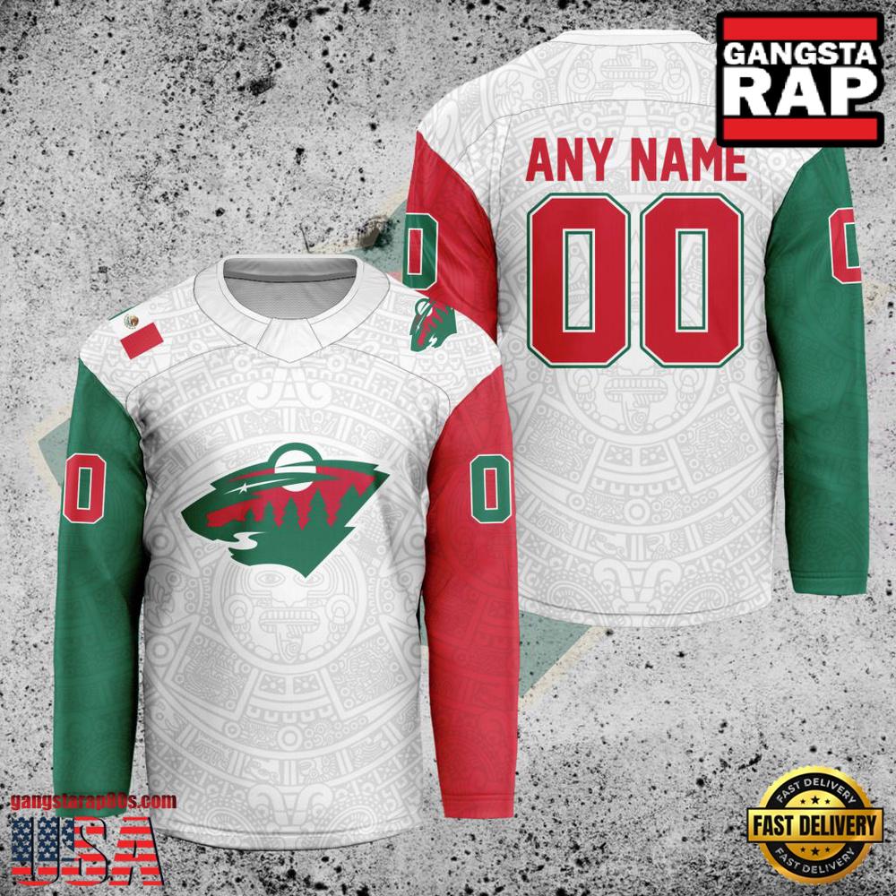 NHL Custom Name Number Minnesota Wild Mexican Heritage New Design Hockey Jersey NHL Custom Name Number Minnesota Wild Mexican Heritage New Design Hockey Jersey
